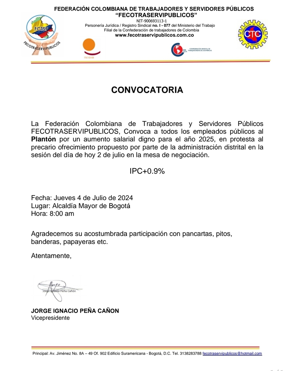 Convocatoria 4 de julio